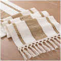 Table Runner Tassel Cotton Linen Pattern Bohemian Beige Color 12*108
