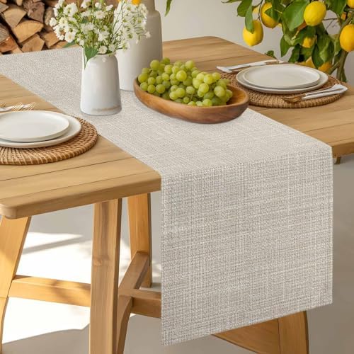 Minimalist Cream Beige Table Runner for Dining Table Rustic Neutral