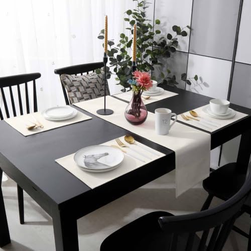 Solid Begin Table Runner and Placemats Set of 4 Classic Minimalist