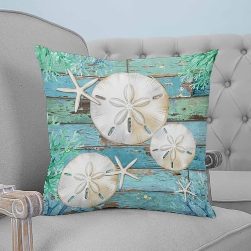 Pillow Covers 20x20 Set of 2, Coastal Sand Dollar Square Throw Pillow
