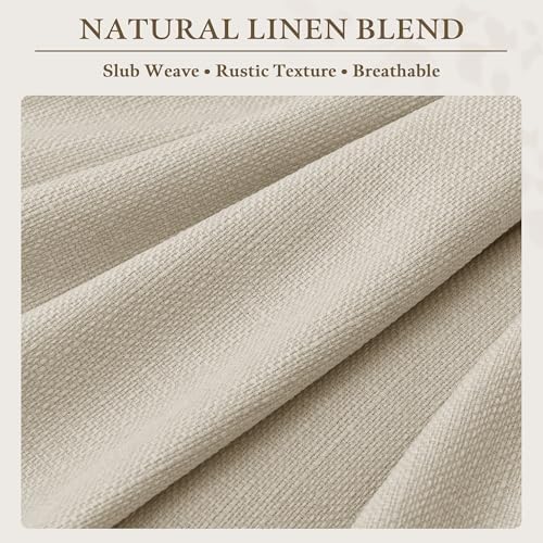 TWODRAPES Oatmeal Pinch Pleated Linen Curtains 84 Inch Length 2 Panels