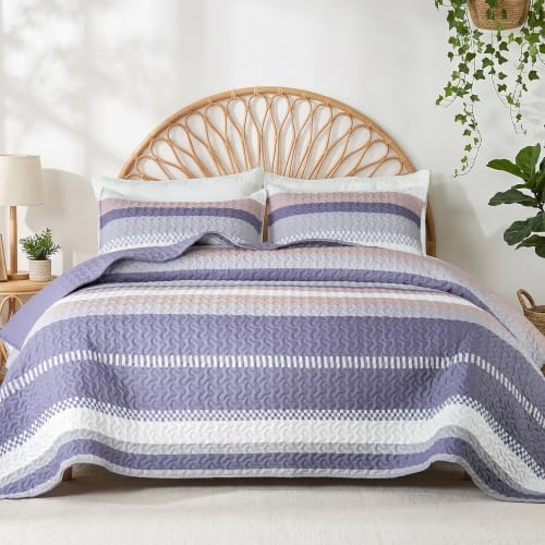 Whale Flotilla Reversible Purple Print Quilt King Size with 2 Pillow