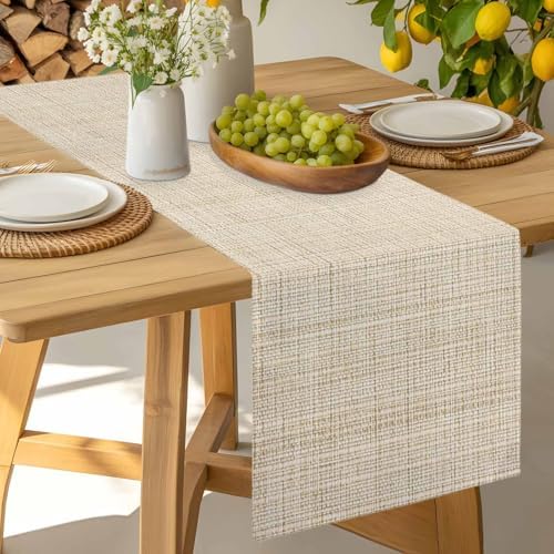 Minimalist Beige Table Runner for Dining Table Modern Rustic Solid