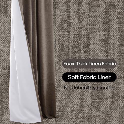 Dark Academia Tweed Blackout Curtains 96 Inch Long 2 Panel Set, Moody