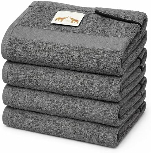 Mango Gifts 100% Cotton Hand Towels Set of 4, 16 x 28 Inch, Soft