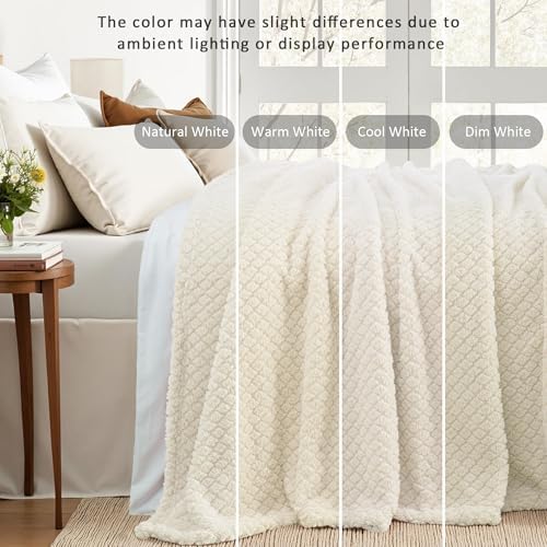 Exclusivo Mezcla Soft Fleece King Size Blanket for Bed, Ivory