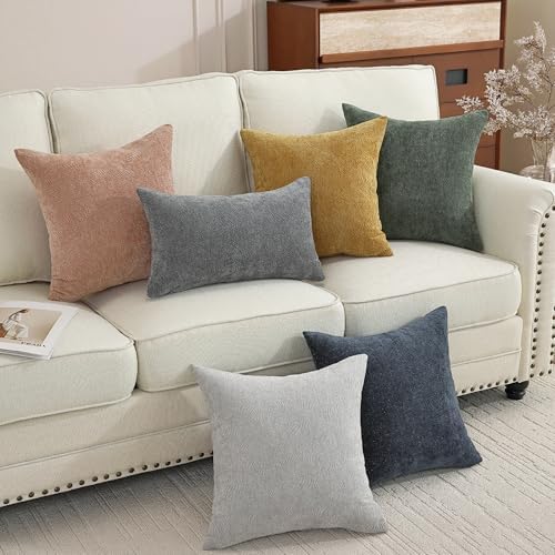 TAOSON Set of 2 Black Chenille Throw Pillow Covers, 18x18 Inch Sparkle