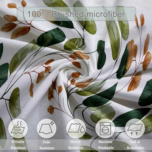 Duvet Cover Queen - Reversible Plants Leaves Branches Printing Ultra