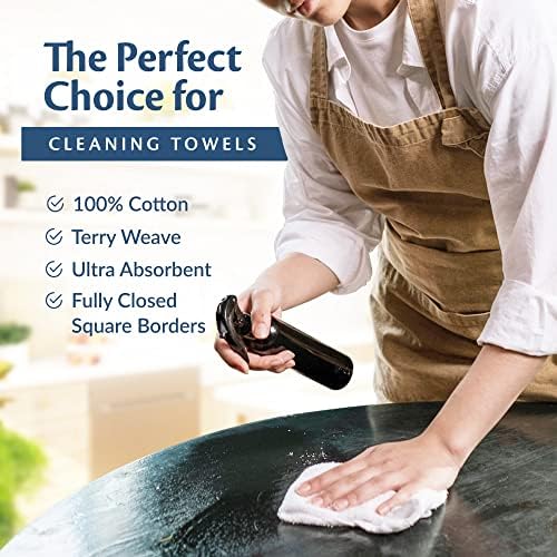 Cleaning Towels, 100% Cotton Bar Mops, White, 60 Pack