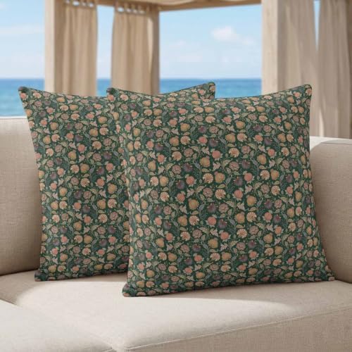 Pillow Covers 20x20 Set of 2, Green Botanical Square Throw Pillow
