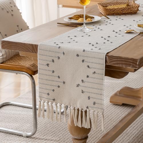 Joyfol Day Boho Table Runner, Farmhouse Stripe Cotton Table Runners