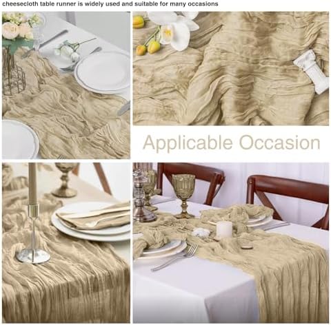 12 Pack Beige Table Runner 20 x 120 inch Cheesecloth Table Runner 10Ft