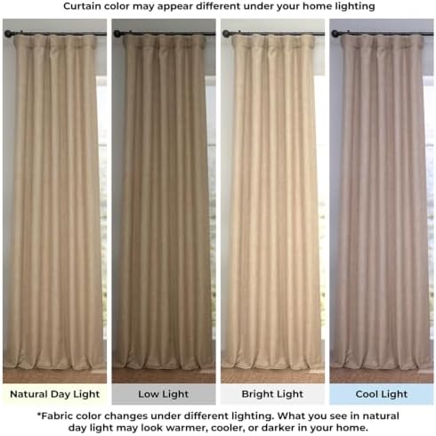 Faux Linen Curtains for Living Room (1 Panel) - 50W X 96L, Nomad Tan