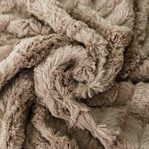 Home Soft Things Brown Saga Double Sided Faux Fur Throw, 50" x 60"