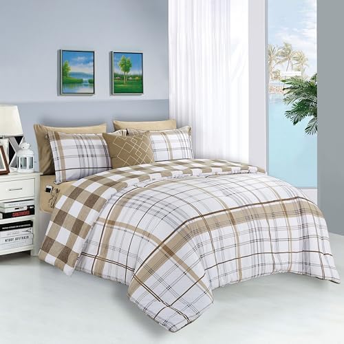 Elegant Comfort Silky Soft 8-Piece Plaid Lodge Bed-in-a-Bag Comforter