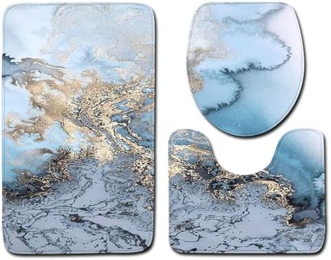 U Shaped Washable Shower Mat Bathroom Rugs Sets 3 Piece Non Slip Bath