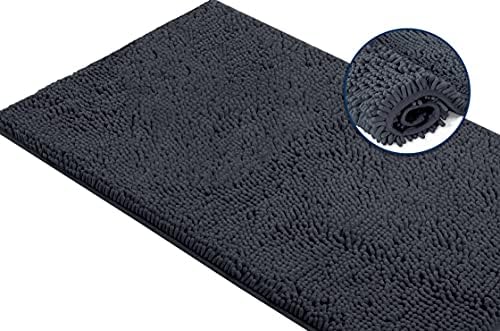 LuxUrux Charcoal Bath Mat Bundle - Plush Large Rug (27''x47'') &