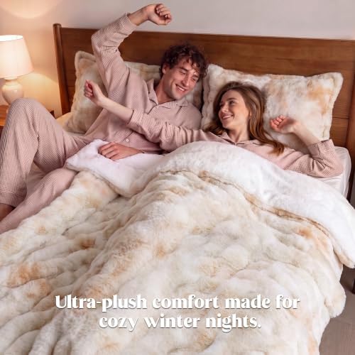 Peace nest Fluffy Rabbit Faux Fur Bedding King Comforter Set Ultra