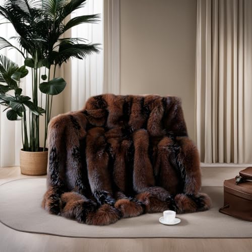 inchgrass Fox Faux Fur Blanket Luxury Fur Throw Blanket Sofa Fluffy