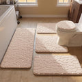 YIHOUSE Bathroom Rugs Mat Set, Memory Foam Bath Mat 5 Piece Khaki