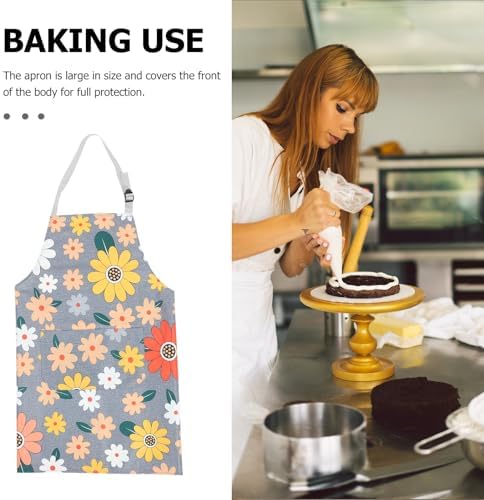 2pcs Cotton Linen Cooking Apron Set with Adjustable Belt and Pocket