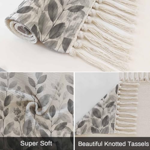 Spring Botanical Hallway Runner Rug 2'x5', Country Eucalyptus Leaves