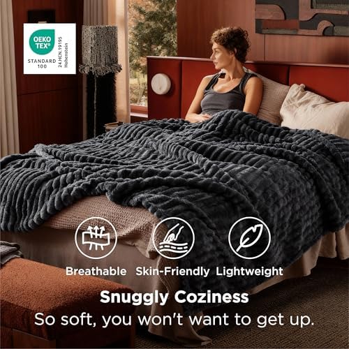 Bedsure Soft Queen Size Blanket for Bed Grey 90"x90"