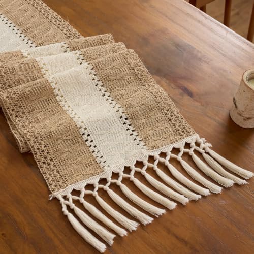 Baccessor Farmhouse Boho Table Runner for Fall Home Decor 12 x 36 Inch