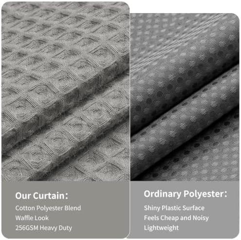 Colorful Star 256GSM Cotton Waffle Shower Curtain, Grey, 72 x 72