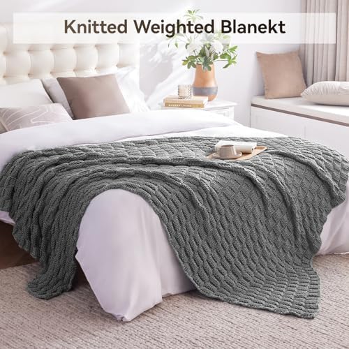 Knitted Weighted Blanket for Adult, No Beads Heavy Blanket 48"x72"
