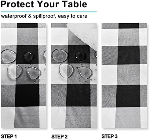 Hiasan Checkered Square Tablecloth 60 x 60 Inch, Black and White