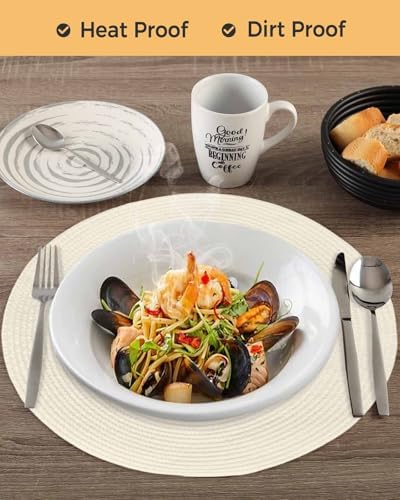 Cream Round Placemats Set of 4 Modern Pure Beige Place Mats Indoor