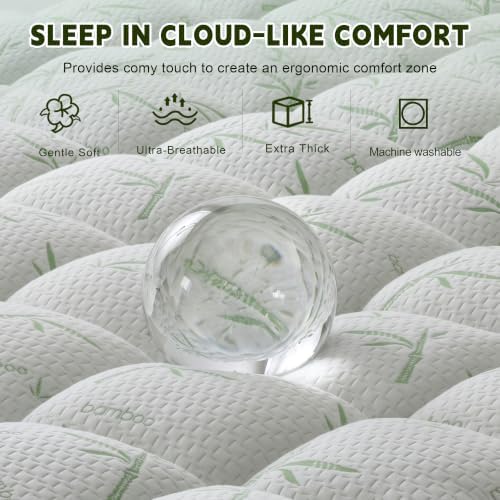 4 Inch Mattress Topper Memory Foam Cooling Bamboo Queen Size