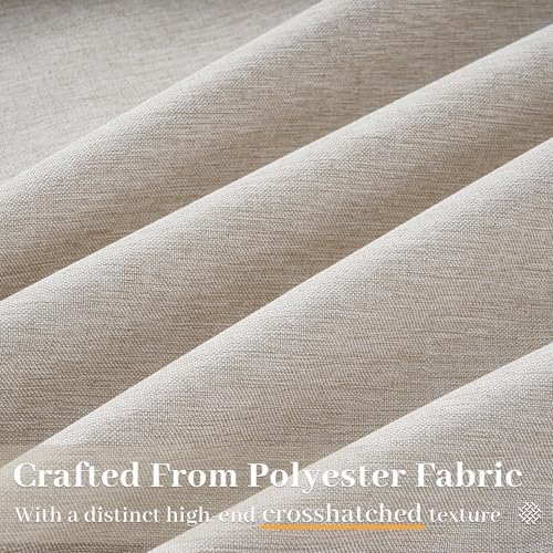Oatmeal Linen Pinch Pleated Curtains 84 Inch 2 Panels Living Room