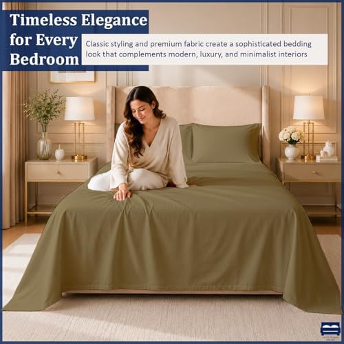 Cottingon 4 Piece Full Sheets Fits 16" Deep, Egyptian Cotton, Taupe