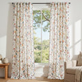 jinchan Beige Floral Linen Curtains 108 Inch Vintage Back Tab 2 Panels