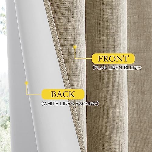 NICETOWN Taupe 100% Blackout Linen Curtains 84 inch Long Burg