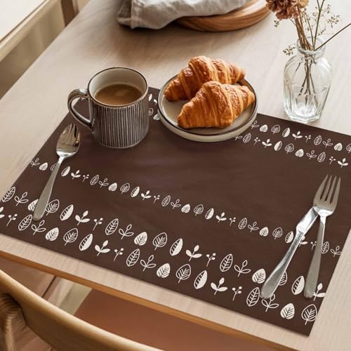 Placemats Set of 8, Rustic Botanical Woven Placemat, Linen Place Mats