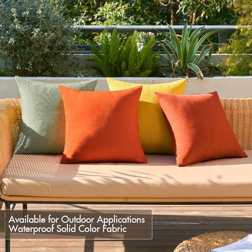 MIULEE Pack of 4 Decorative Outdoor Throw Pillow Covers Linen