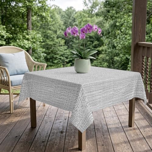 Rustic Light Gray Table Cloth, Farmhouse Solid Color Waterproof