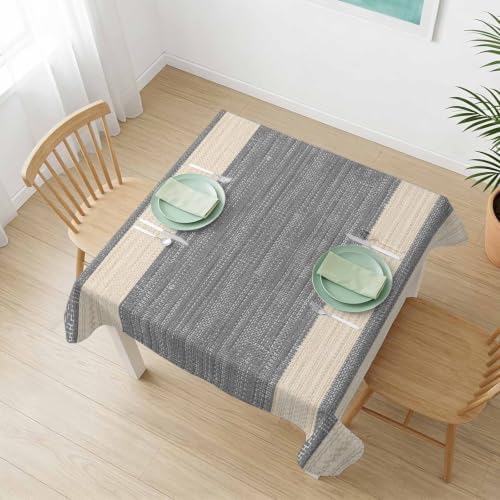 Savannan Square Tablecloths, Light Gray Striped Background Waterproof