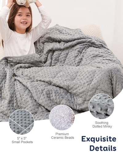 Kivik 10lbs Weighted Blanket, Cooling Soft Minky Dot Heavy Blankets