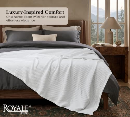 ROYALE LINENS Cotton Waffle Blanket - Breathable and Soft, Lightweight