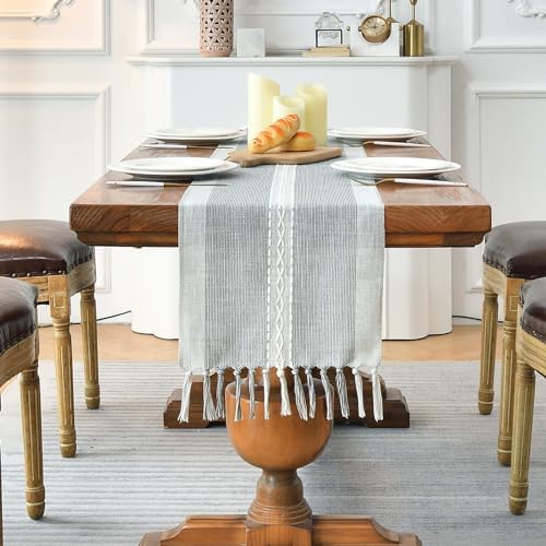 Wracra Embroidered Table Runner Linen Table Runners 36 inches with