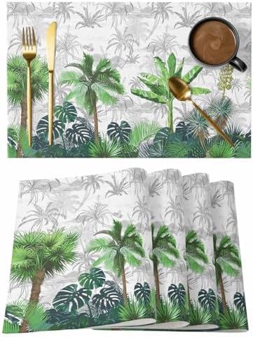 Placemats Set of 8, Summer Botanical Woven Placemat, Linen Place Mats