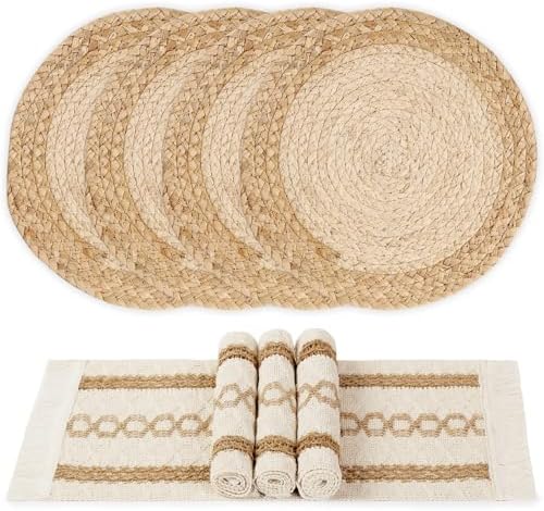 YANGQIHOME Boho Placemats Set of 4, Farmhouse Rustic Woven Placemats
