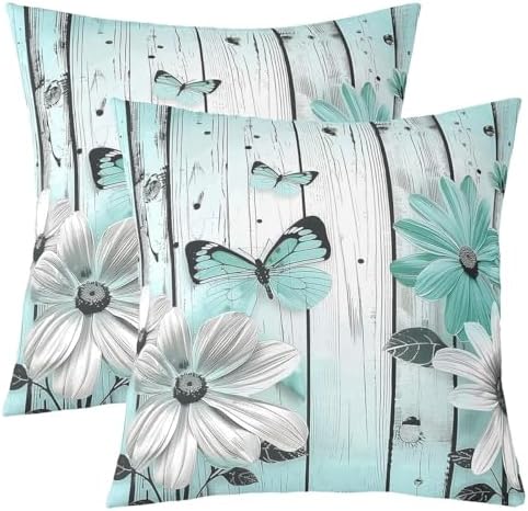 Erosebridal Rustic Flower Set of 2 Throw Pillow Cover 22x22 White Chic