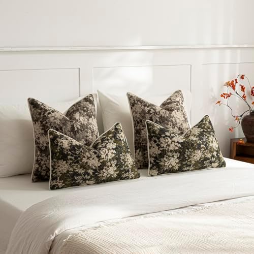 DEZENE Pack of 2 Vintage Floral Throw Pillow Covers 22x22 Boho