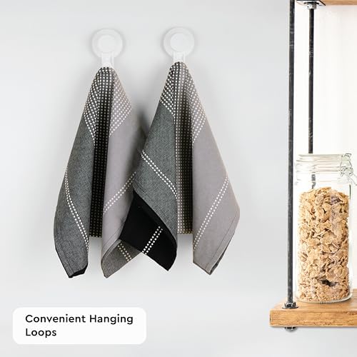 Encasa XO Kitchen Towels, Absorbent Dish Cloths 28"x18" Grey