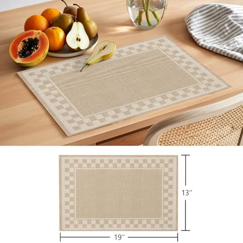 Round Placemats Set of 12 Minimalist Checkered Place Mats Farmhouse